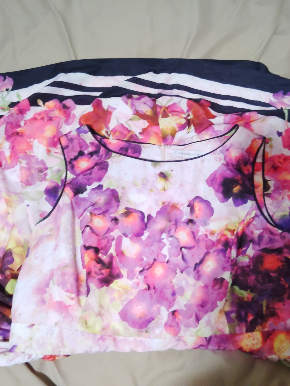Liz Claiborne Watercolor Floral Scoop Neck Sleep Top - Pink & Purple